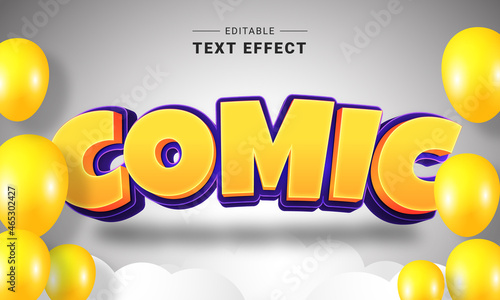 Editable text style effect - Cartoon text style theme. Graphic style. Comic text effects.	