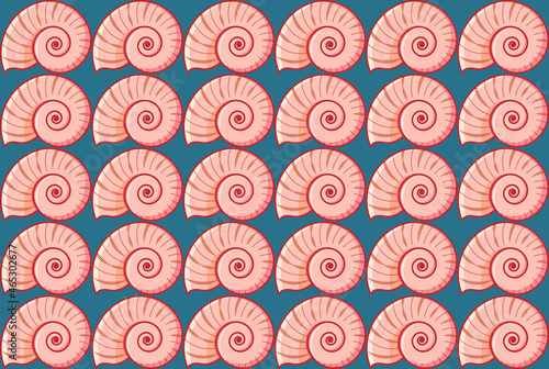 Nautilus shell seamless pattern background. Colorful repetitive nautilus conch