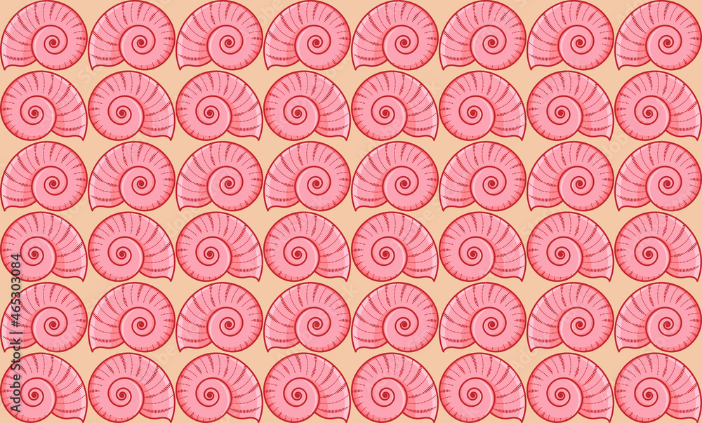 Nautilus shell seamless pattern background. Colorful repetitive nautilus conch