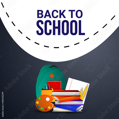 Back to school background with creative bag and books