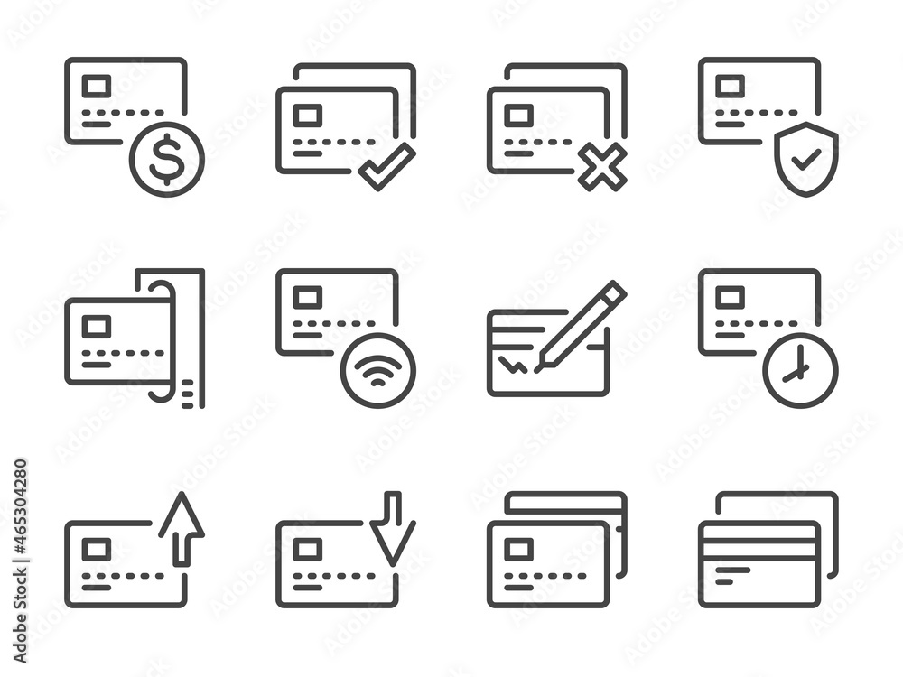 Credit card services and Online payment line icons. Bank card settings, Virtual wallet and Cashless payments vector outline icon set. Credit card services and Online payment line icons. Bank card settings, Virtual wallet and Cashless payments vector outline icon set.