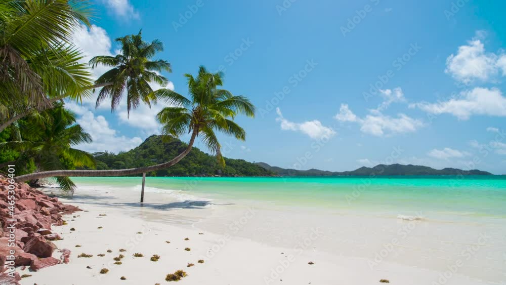 Time lapse with a beautiful view from the beach on Praslin island Time lapse with a beautiful view from the beach on Praslin island