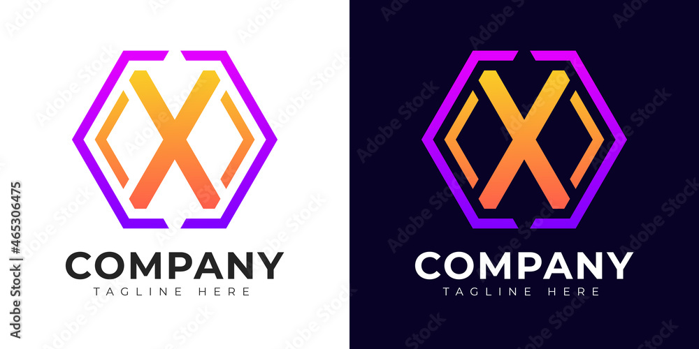 Modern gradient style initial letter x logo design template