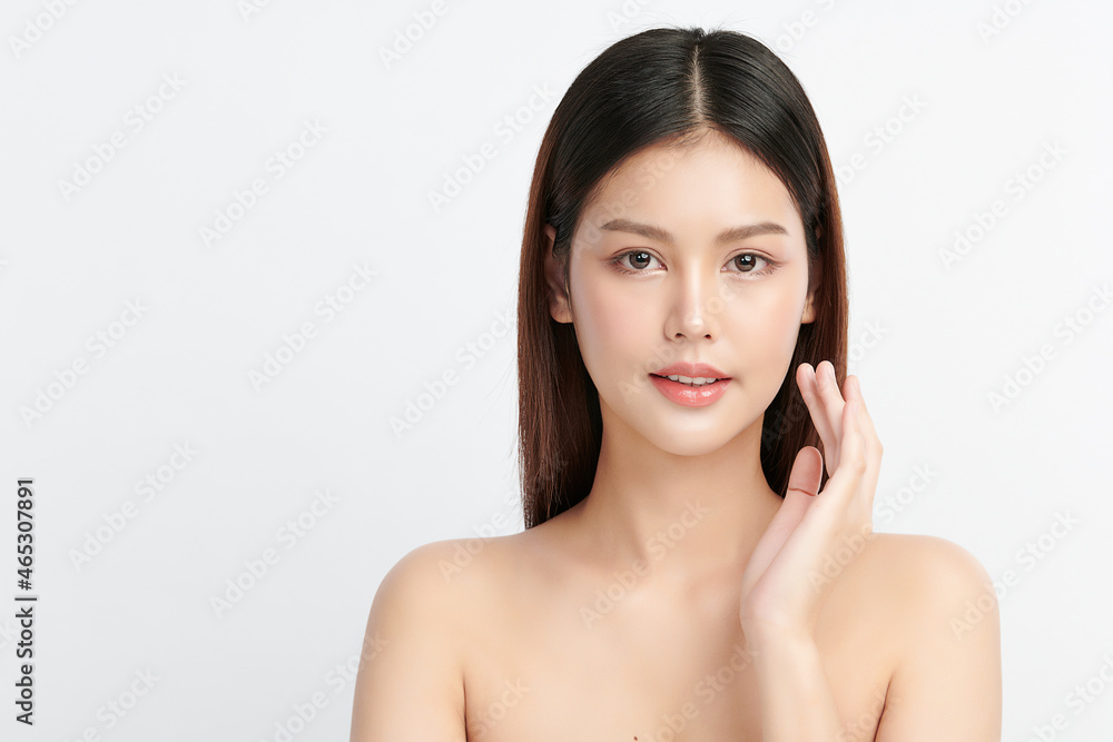 Beautiful young asian woman with clean fresh skin on white background, Face care, Facial treatment, Cosmetology, beauty and spa, Asian women portrait. Beautiful young asian woman with clean fresh skin on white background, Face care, Facial treatment, Cosmetology, beauty and spa, Asian women portrait.