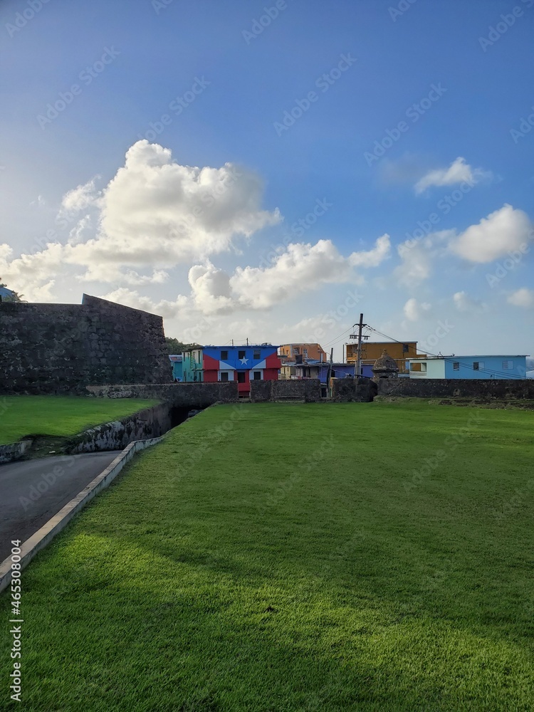 Colorful houses of La Perla, San Juan, view from Castillo de San Cristobal walls