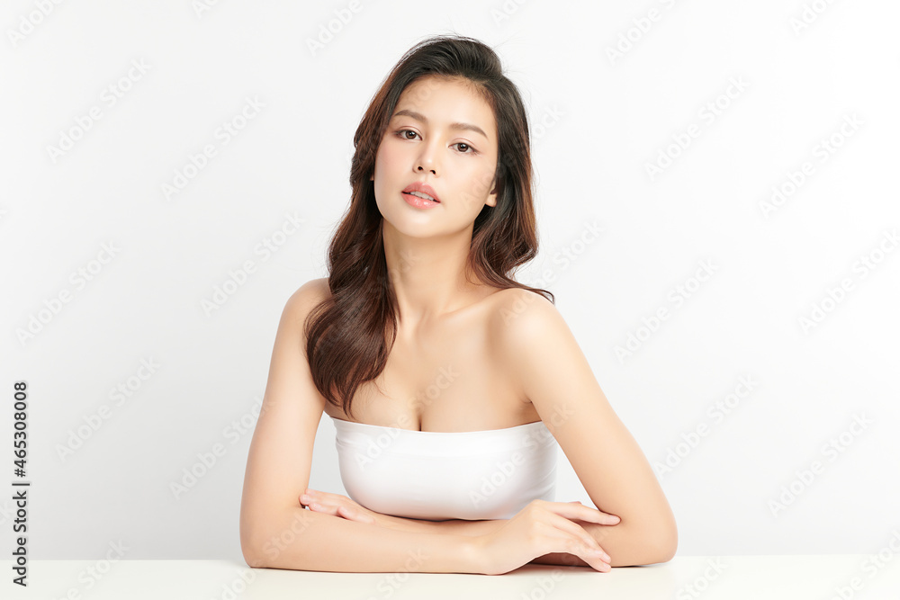 Beautiful young asian woman with clean fresh skin on white background, Face care, Facial treatment, Cosmetology, beauty and spa, Asian women portrait. Beautiful young asian woman with clean fresh skin on white background, Face care, Facial treatment, Cosmetology, beauty and spa, Asian women portrait.