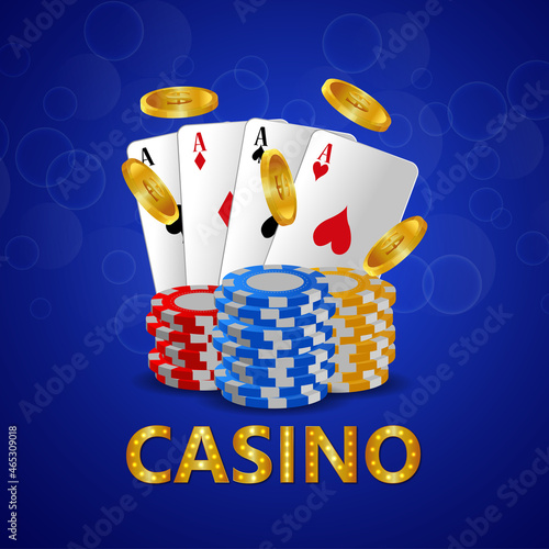 Casino luxury vip invitation card wth playing cards and casino chips