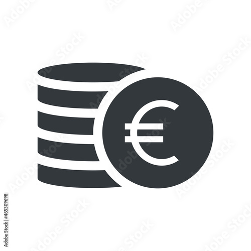 Coin stack icon. Money euro black symbol. Business European payment concept. Vector isolated on white photo