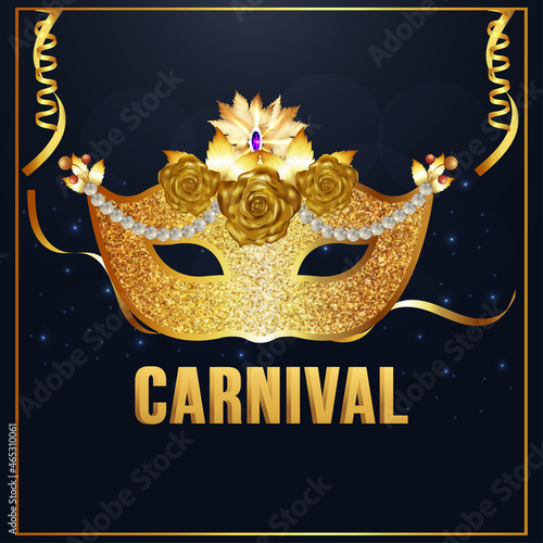 Carnival party celebration party background with realistic golden mask