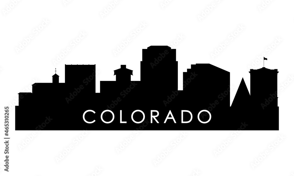 Colorado Springs skyline silhouette. Black Colorado Springs city design isolated on white background.