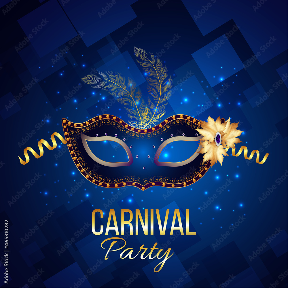 Carnival event poster or greeting card on blue background