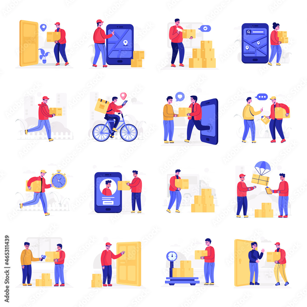 Flat Illustrations of Delivery Services 

