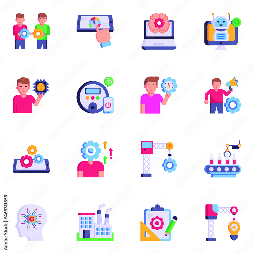 Set of Industrial Management Flat Icons Vectors Set of Industrial Management Flat Icons Vectors