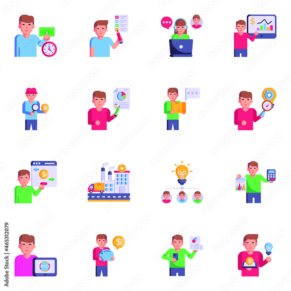 Set of Business Management Flat Icons Set of Business Management Flat Icons