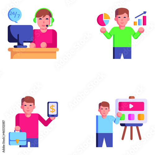 Set of Business Services Flat Icons 