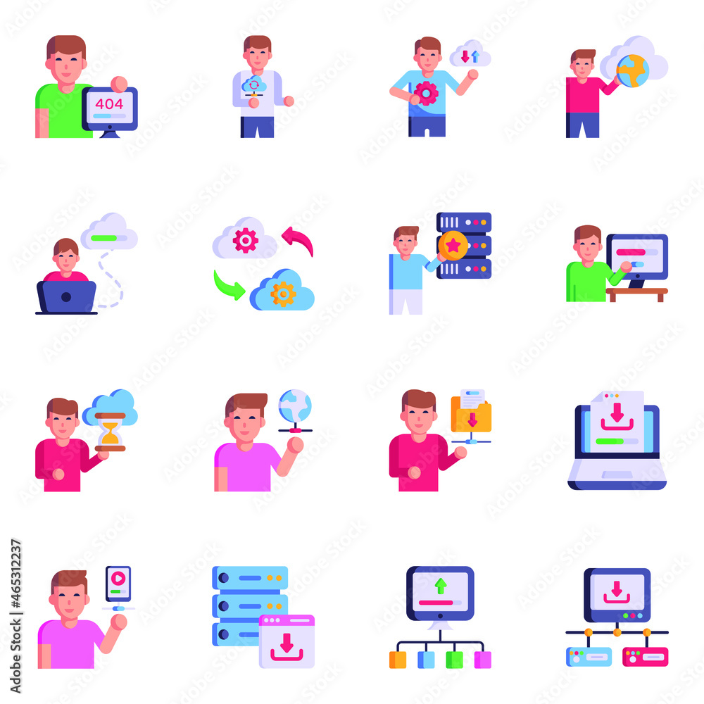 Collection of Cloud Services Flat Icons Collection of Cloud Services Flat Icons