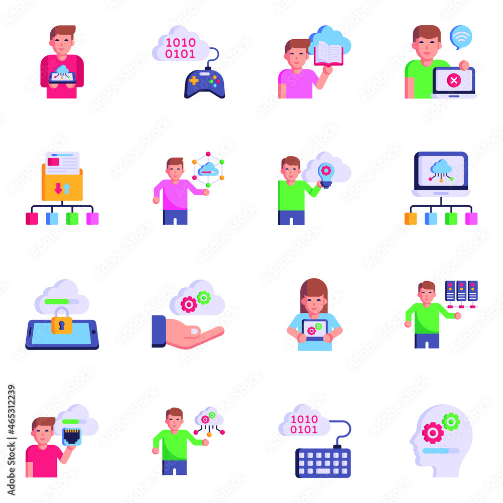 Pack of Cloud Hosting Flat Icons Pack of Cloud Hosting Flat Icons