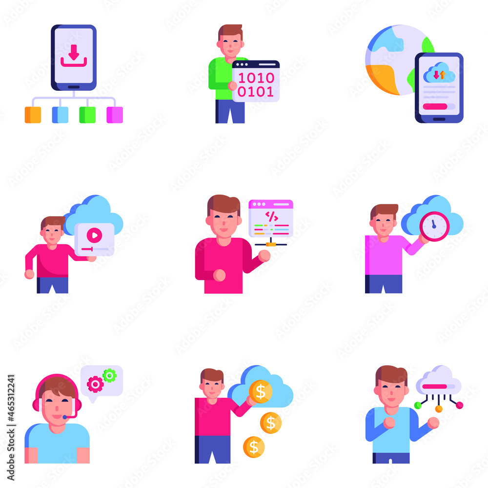 Unique Flat Icons of Storage Services Unique Flat Icons of Storage Services
