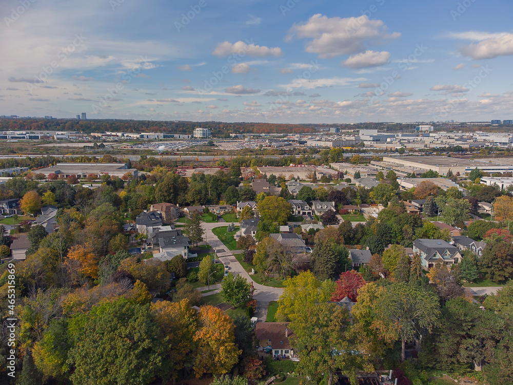 An aerial view of a neighborhood