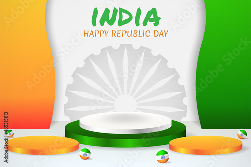 Podium display 3d for india republic Day with india flag