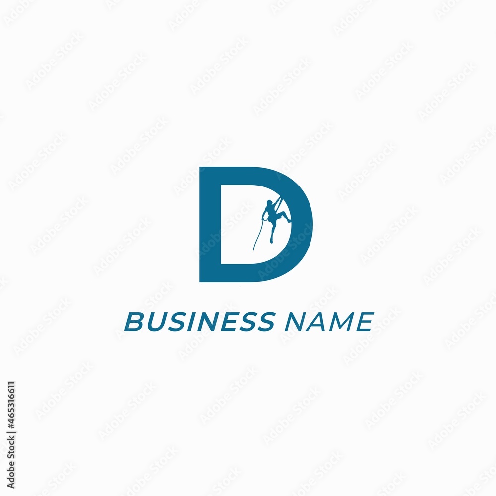 design logo combine wall climbing and letter D design logo combine wall climbing and letter D