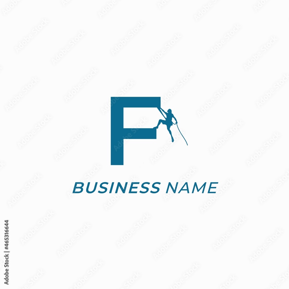 design logo creative letter F and wall climbing