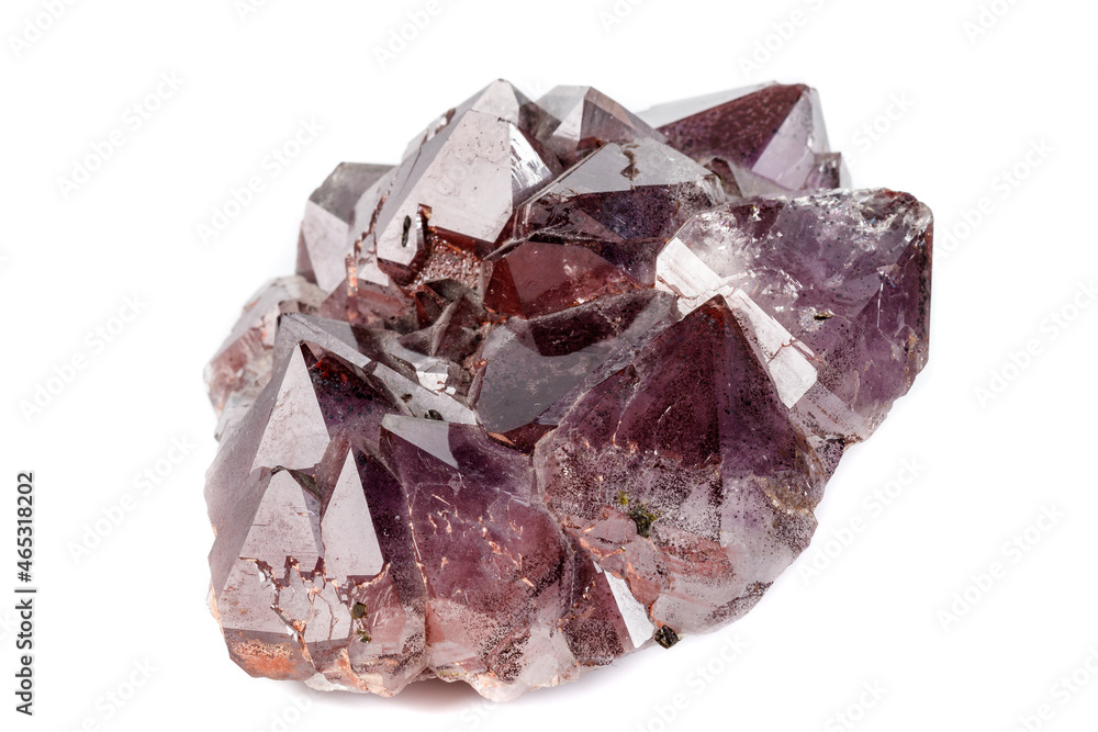Fototapeta premium Macro mineral stone Amethysts, Goethite, Epidote on a white background
