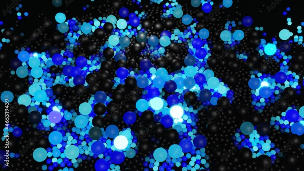 Bulbs start to glow forming pattern like abstract chrismas garland. Blue waves runs across balls like in christmas garland, 3d abstract looped background with lot of gray spheres lay on plane. Bulbs start to glow forming pattern like abstract chrismas garland. Blue waves runs across balls like in christmas garland, 3d abstract looped background with lot of gray spheres lay on plane.