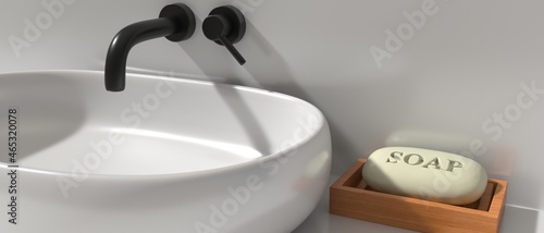 Slika na platnu Sink basin and faucet, bathroom interior