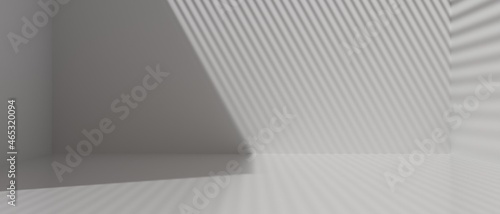 Empty room interior, white gray color cement wall and floor studio background. 3d illustration