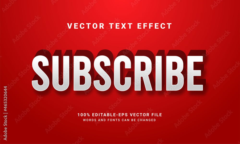 Subscribe 3D text effect, editable text style.