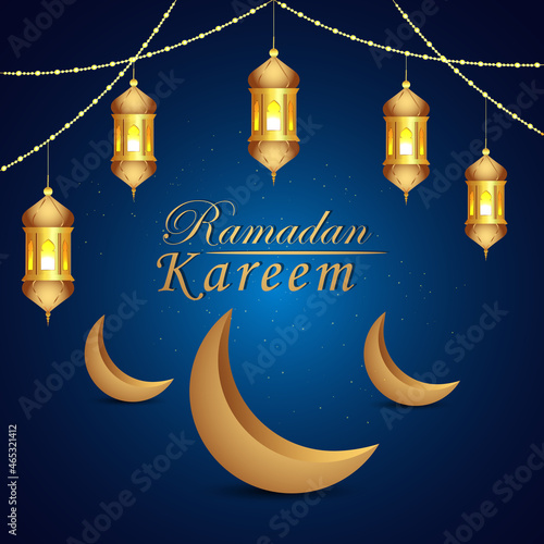 Ramadan karem vector illustration with arabic lantern and background
