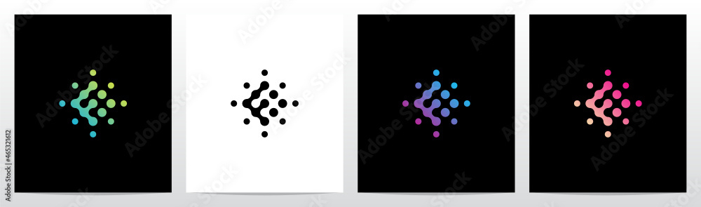 Connection Dots Rotate Letter Logo Design F Connection Dots Rotate Letter Logo Design F