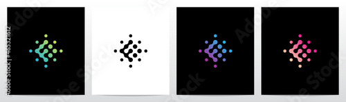 Connection Dots Rotate Letter Logo Design F