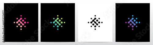 Connection Dots Rotate Letter Logo Design T