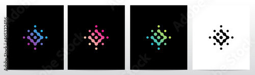 Connection Dots Rotate Letter Logo Design U