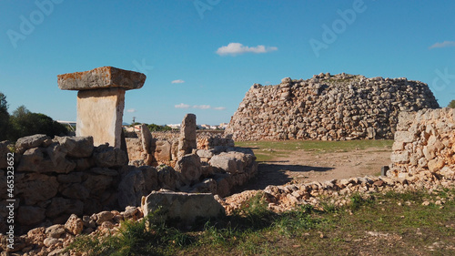 Megalithic structure in the Talayotic town of Trepucó on the island of Menorca, Spain.	 photo