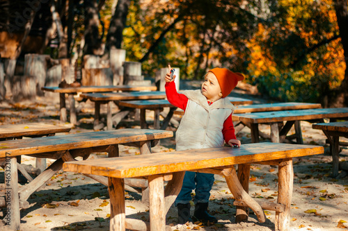 Little girl in the autumn park