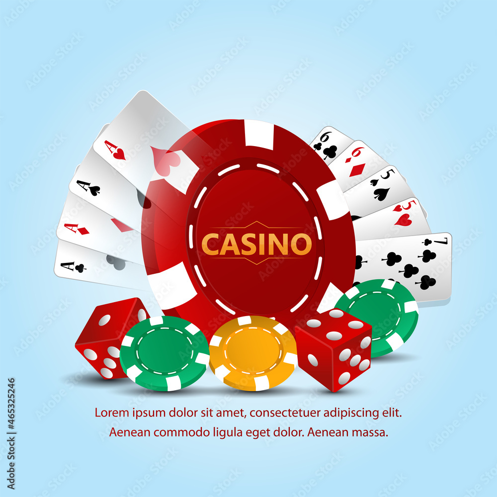 Casino flat colorful chips with playing cards Casino flat colorful chips with playing cards