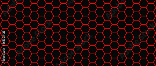 Red beehive background. Honeycomb, bees hive cells pattern. Bee honey shapes. Vector geometric seamless texture symbol. 