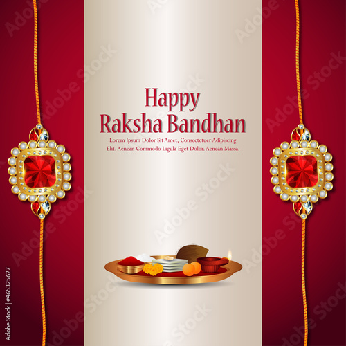 Creative rakhi for happy raksha bandhan with puja thali