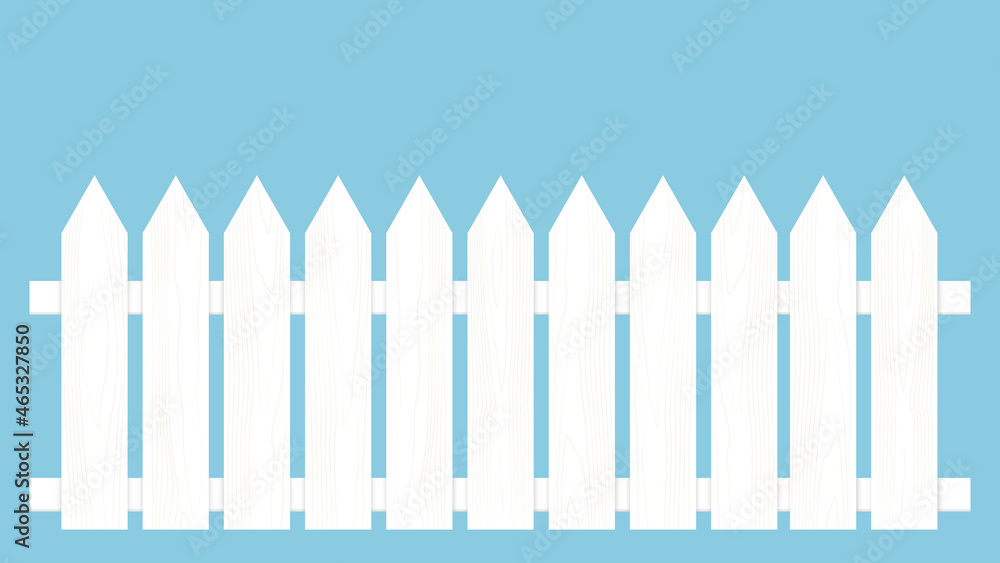 White wooden fence isolated on blue background with parallel plank old. Vector illustration White wooden fence isolated on blue background with parallel plank old. Vector illustration