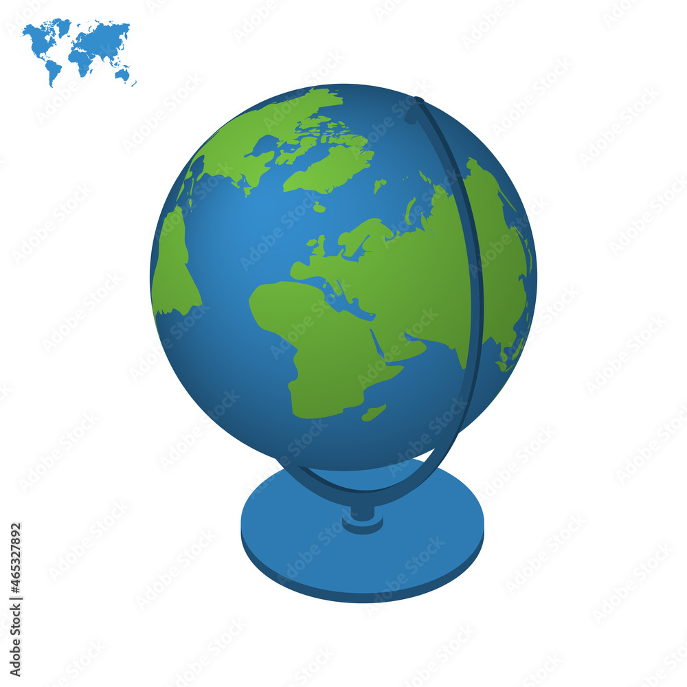 Globe model vector illustration isolated on white background. Globe model vector illustration isolated on white background.