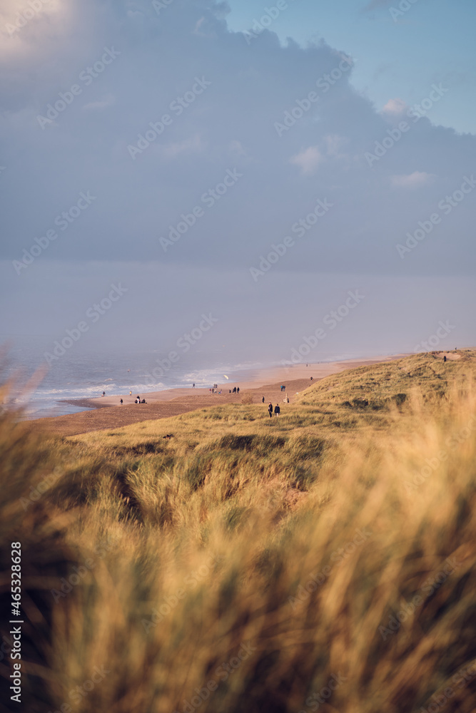 Wide sand beach at the west Coast of Denmark in autumn