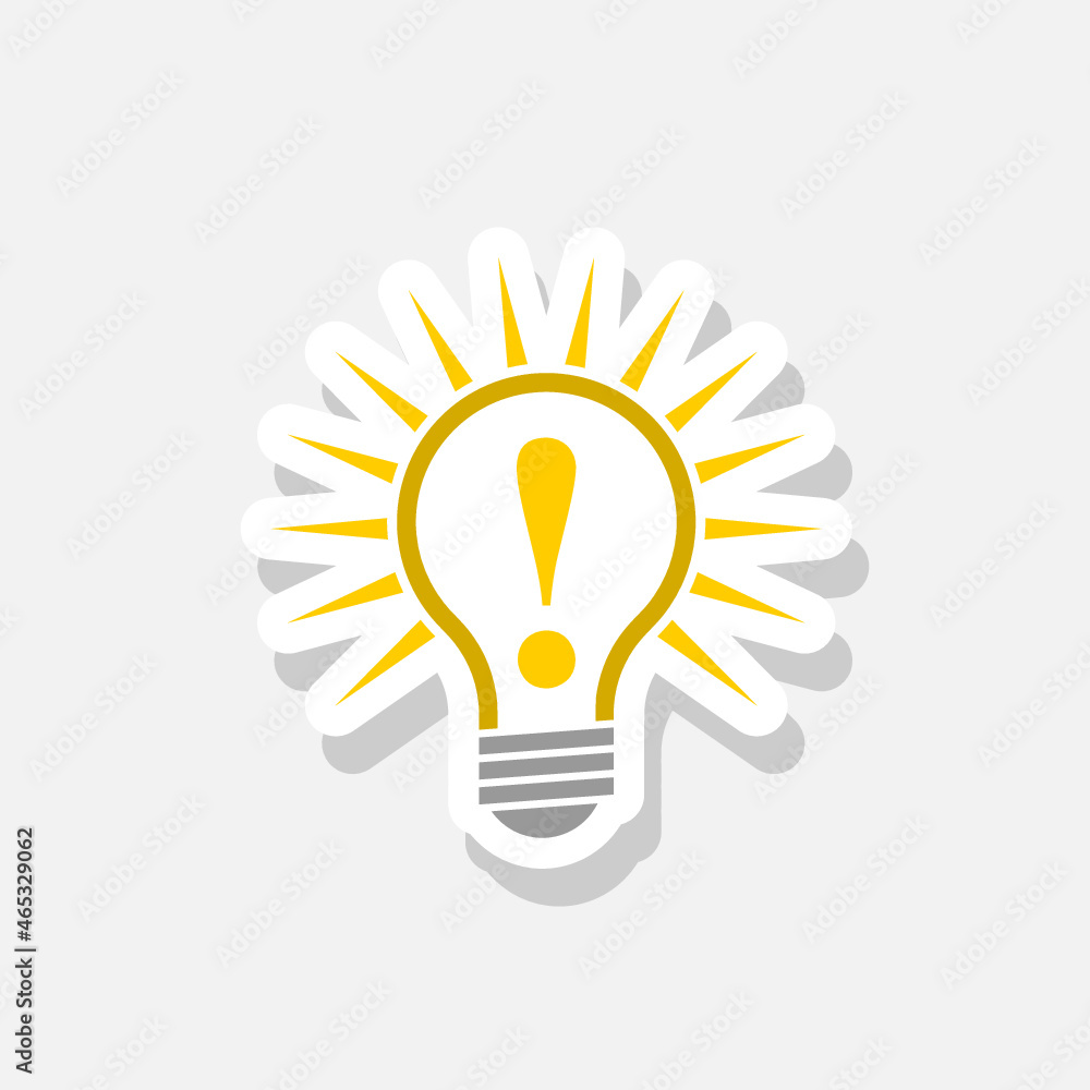 Bulb with rays and exclamation sign sticker Bulb with rays and exclamation sign sticker