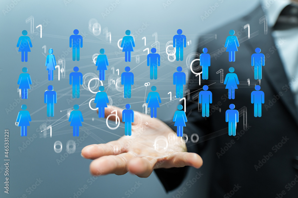 Business people silhouettes network team Business people silhouettes network team