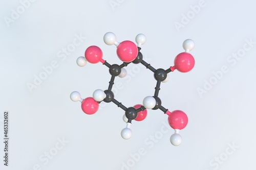 Molecule of inositol, isolated molecular model. 3D rendering