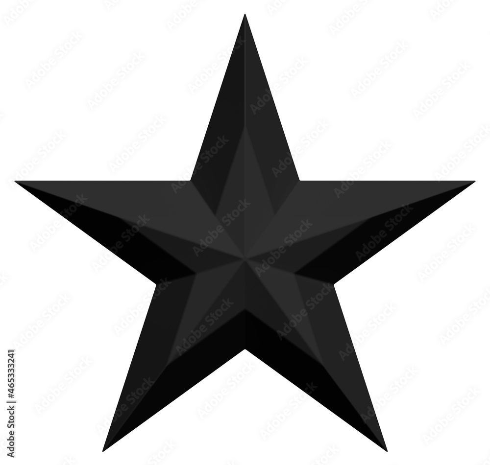 5 point star - Christmas Star - black single isolated on white - 3d rendering 5 point star - Christmas Star - black single isolated on white - 3d rendering