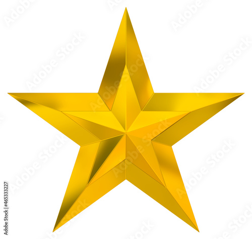 5 point star - Christmas Star - golden single isolated on white - 3d rendering