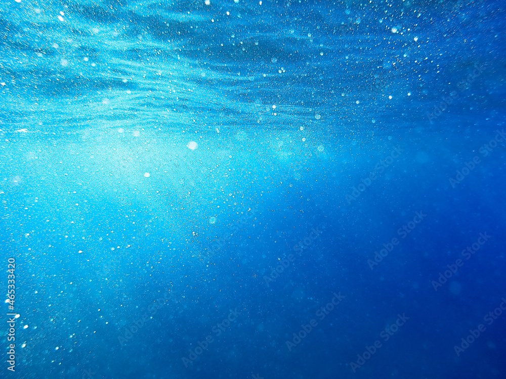 Blue Sea, underwater seen through a GoPro